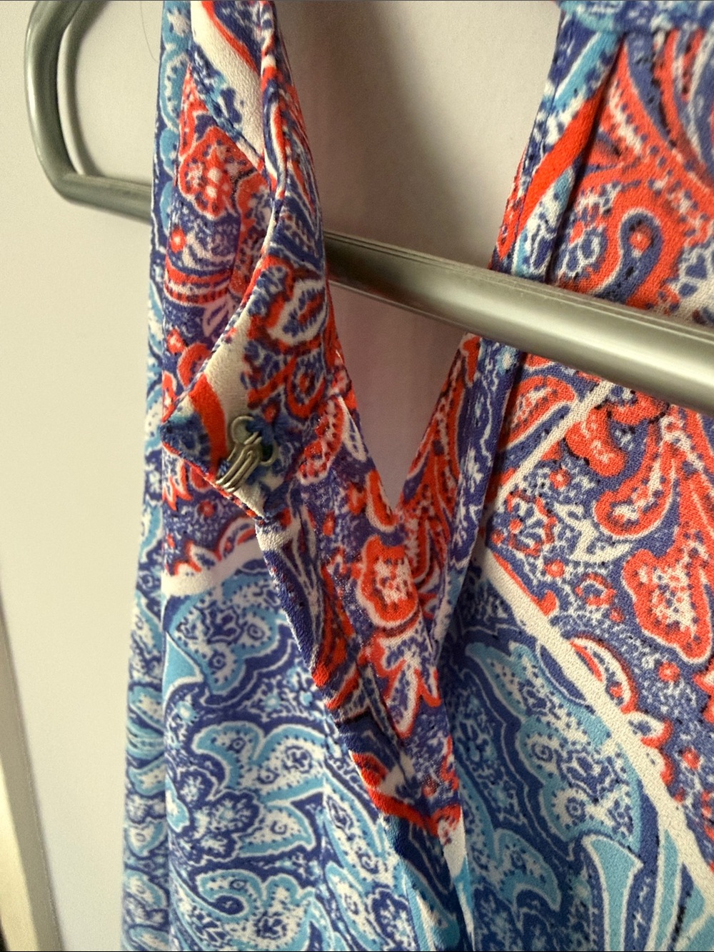 St. Tropez Blue & Orange Paisley Halter Top - Picture 4 of 9